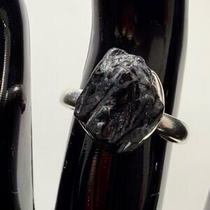 STERLING SILVER 925 Black METEORITE RING size 6